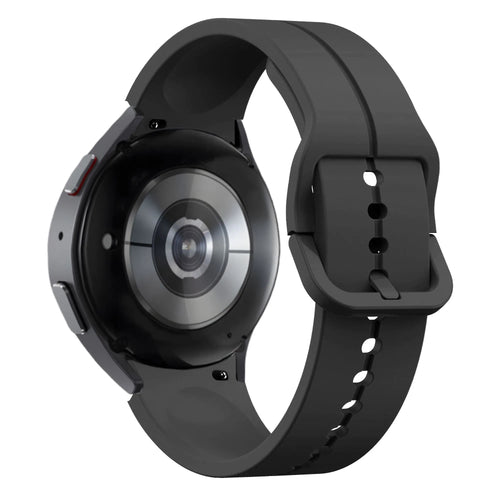 Silicone Strap 'Extreme', black, on a watch, 3/4 rear view