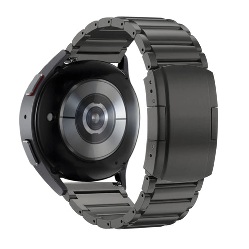 Titanium Strap 'Classic', black, on a watch, 3/4 rear view
