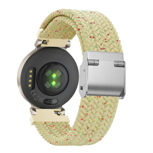 Woven Nylon Strap, beige, on a watch, 3/4 rear view