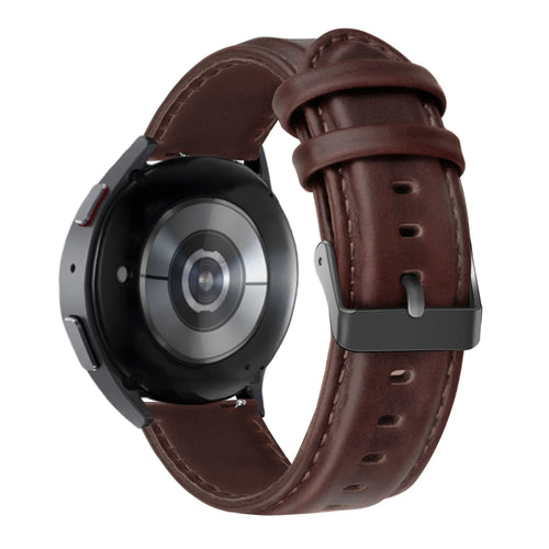 Leather Strap 'Classic', dark brown, on a watch, 3/4 rear view