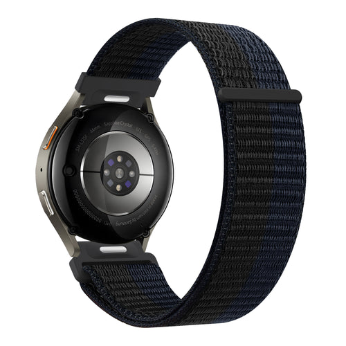 Bandz Samsung Galaxy Watch 7 - 44mm Nylonarmband 'Easy Fit' (Schwarz/Blau)