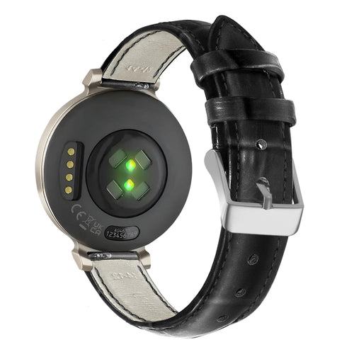 Leather Strap Crocodile Grain, black, on a watch, 3/4 rear view