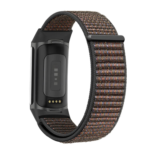 Nylon Loop Strap, black mix, on a watch, 3/4 rear view