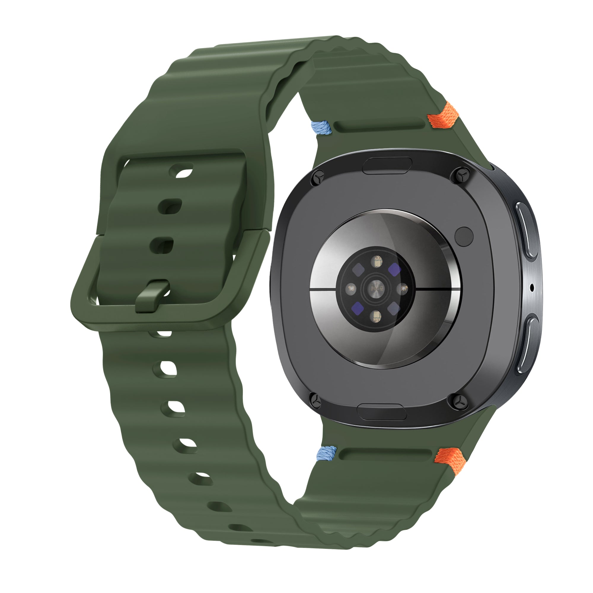 Samsung Galaxy Watch 8 - 44mm Wave Silikonarmband (Olivgrün)