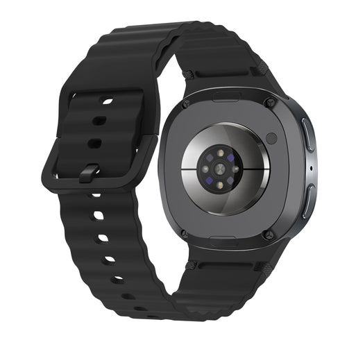 Samsung Galaxy Watch 8 - 44mm Wave Silikonarmband (Schwarz)