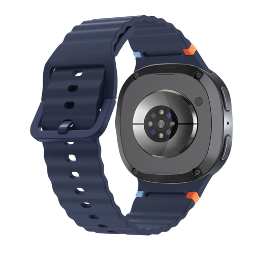 Samsung Galaxy Watch 8 - 40mm Wave Silikonarmband (Dunkel Blau)