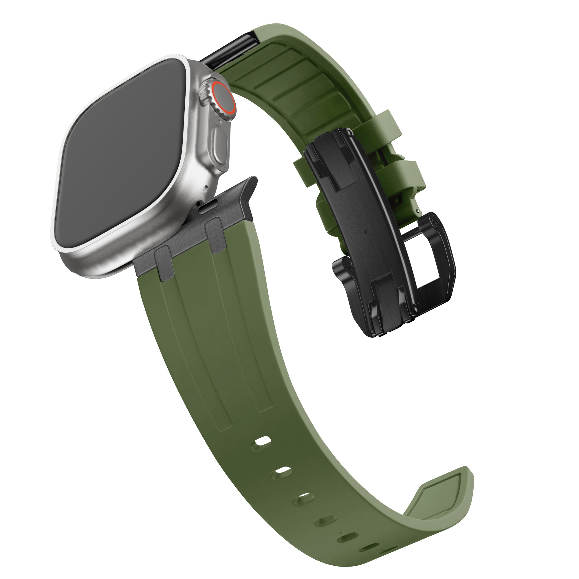 Bandz Apple Watch Ultra Silikonarmband Luxus Liquid (Grün mit Schwarz)