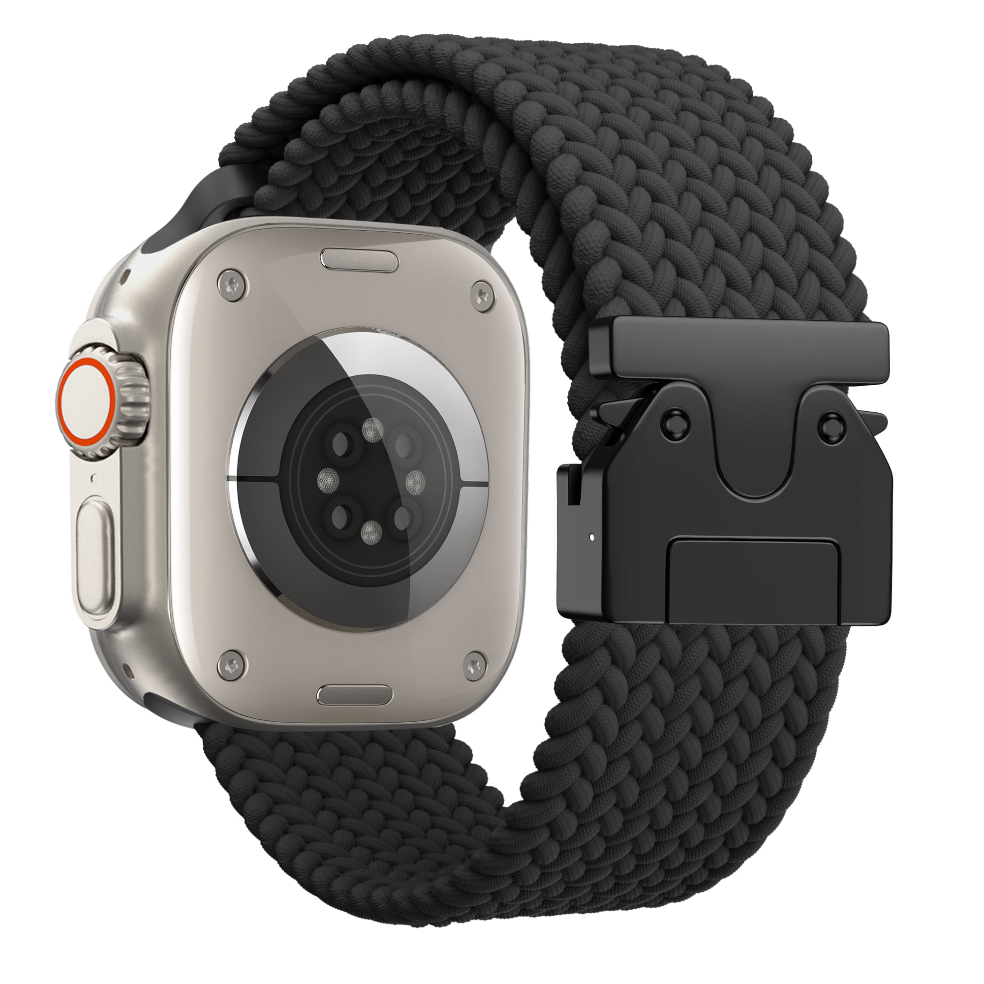 Bandz Apple Watch Ultra Geflochtenes Armband mit P-Schnalle (Schwarz)