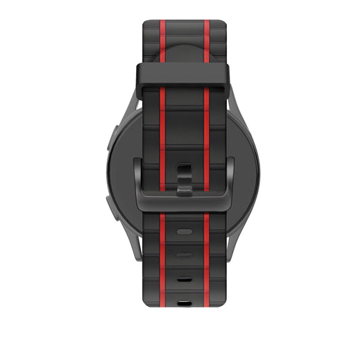 Bandz Huawei Watch GT 6 - 46mm Gestreiftes Sportarmband (Schwarz/Rot)
