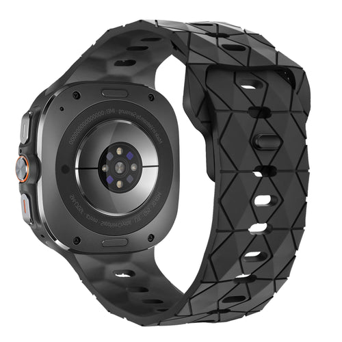 Bandz Samsung Galaxy Watch Ultra Silikonarmband 'Hexagons' (Schwarz)