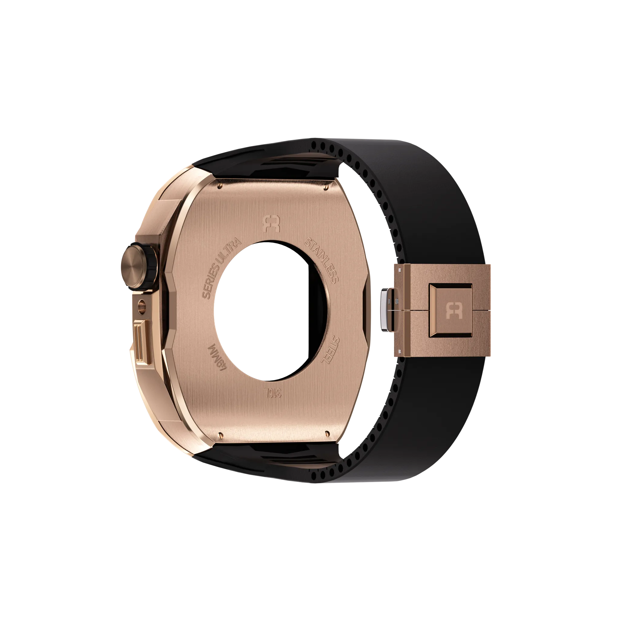 Reqior Apple Watch 45mm Hülle mit integriertem Gummi-Armband (Roségold)
