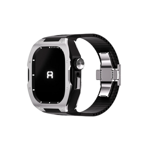 Reqior Apple Watch 45mm Hülle mit integriertem Gummi-Armband (Silber)