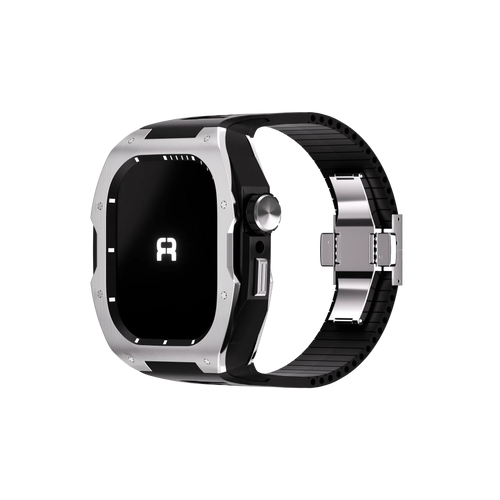 Reqior Apple Watch 45mm Hülle mit integriertem Gummi-Armband (Silber)