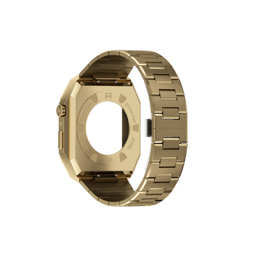 Reqior Apple Watch 45mm Case with Steel Strap 'Nautilus' (Gold)