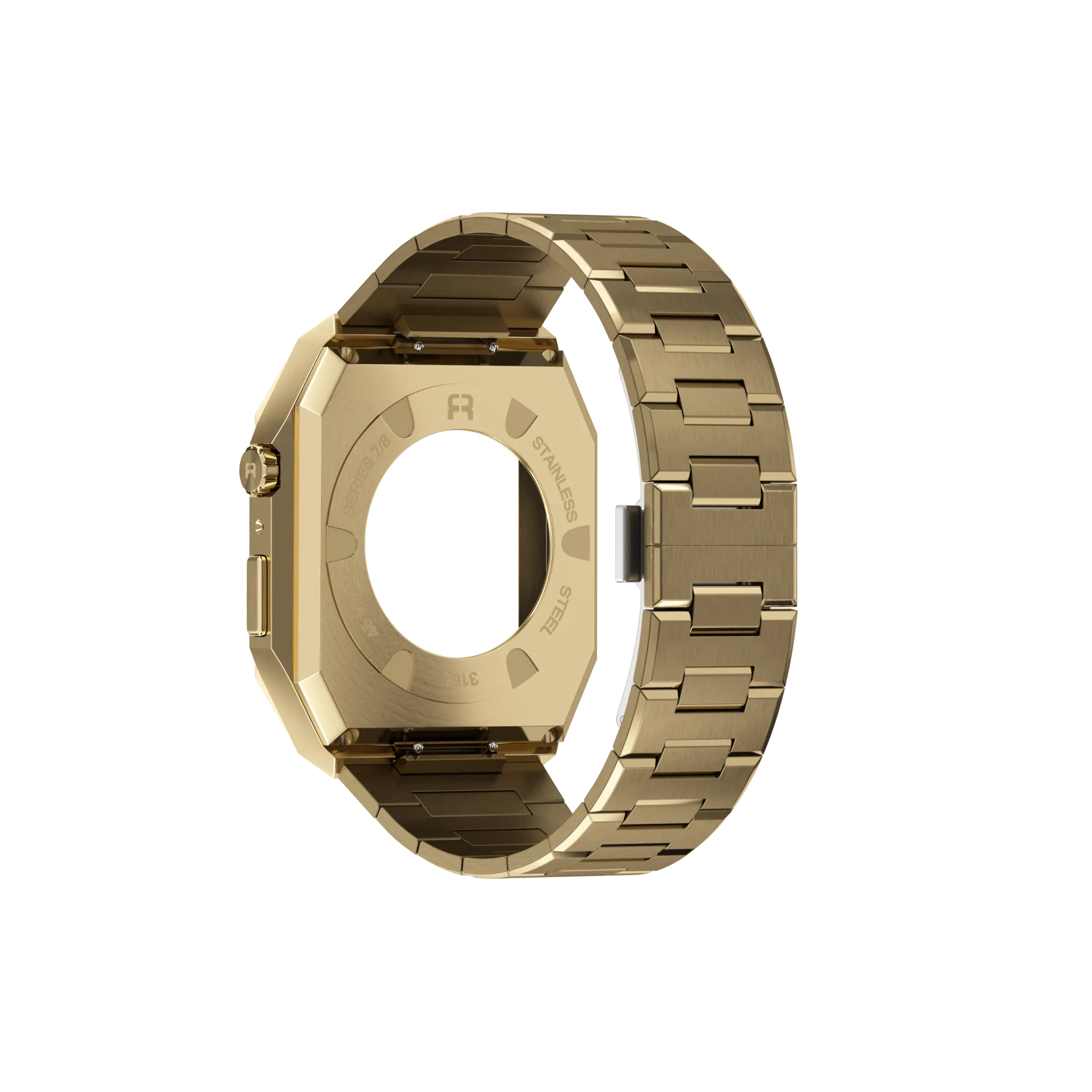 Reqior Apple Watch 45mm Case with Steel Strap 'Nautilus' (Gold)