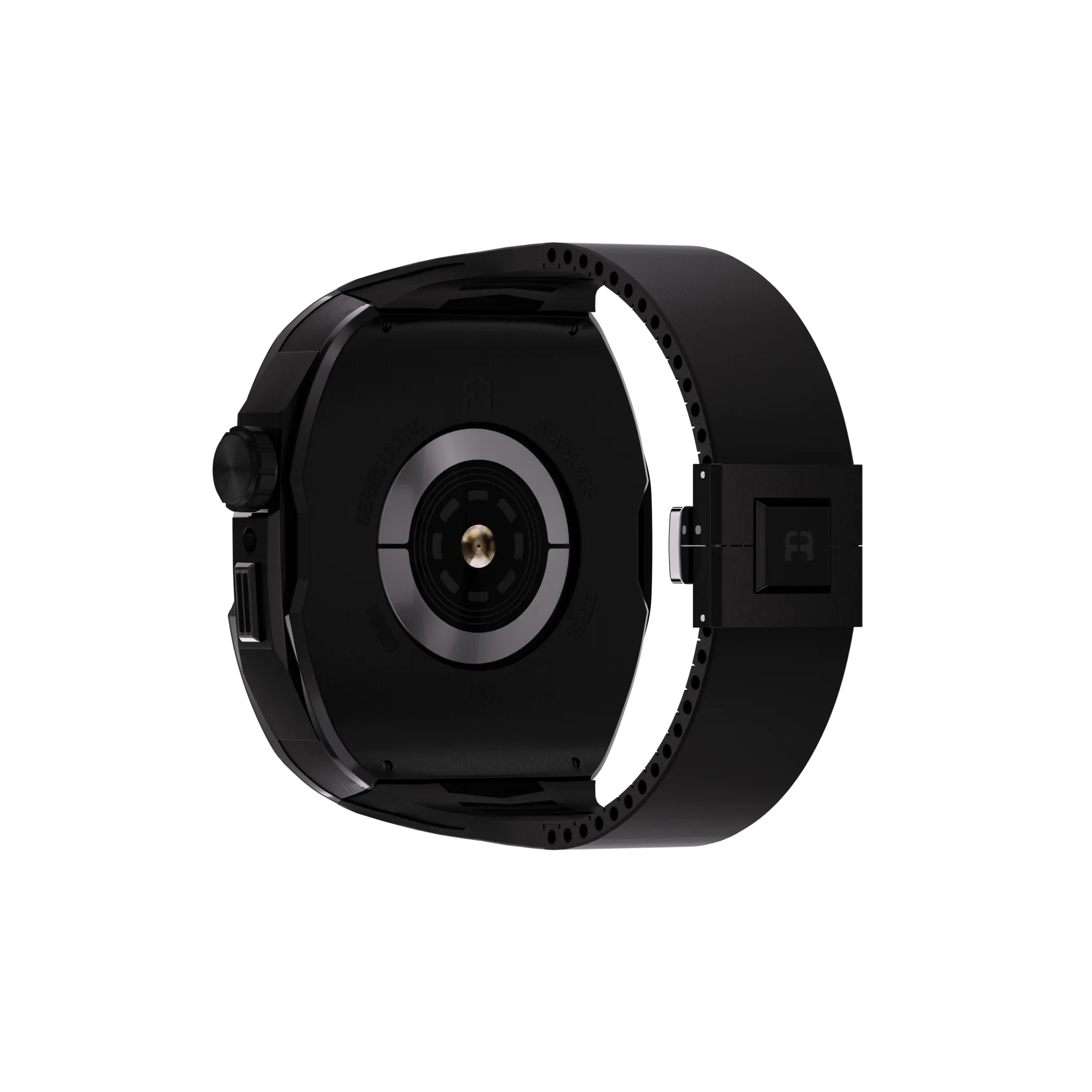 Reqior Apple Watch 45mm Hülle mit integriertem Gummi-Armband (Schwarz)