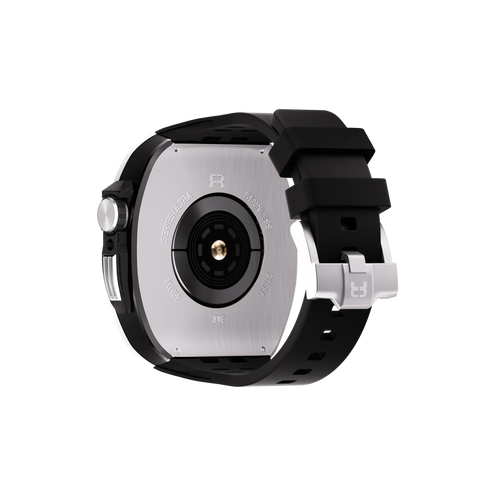 Reqior Apple Watch 45mm Polymer and Metal Case with Rubber Strap (Silver)
