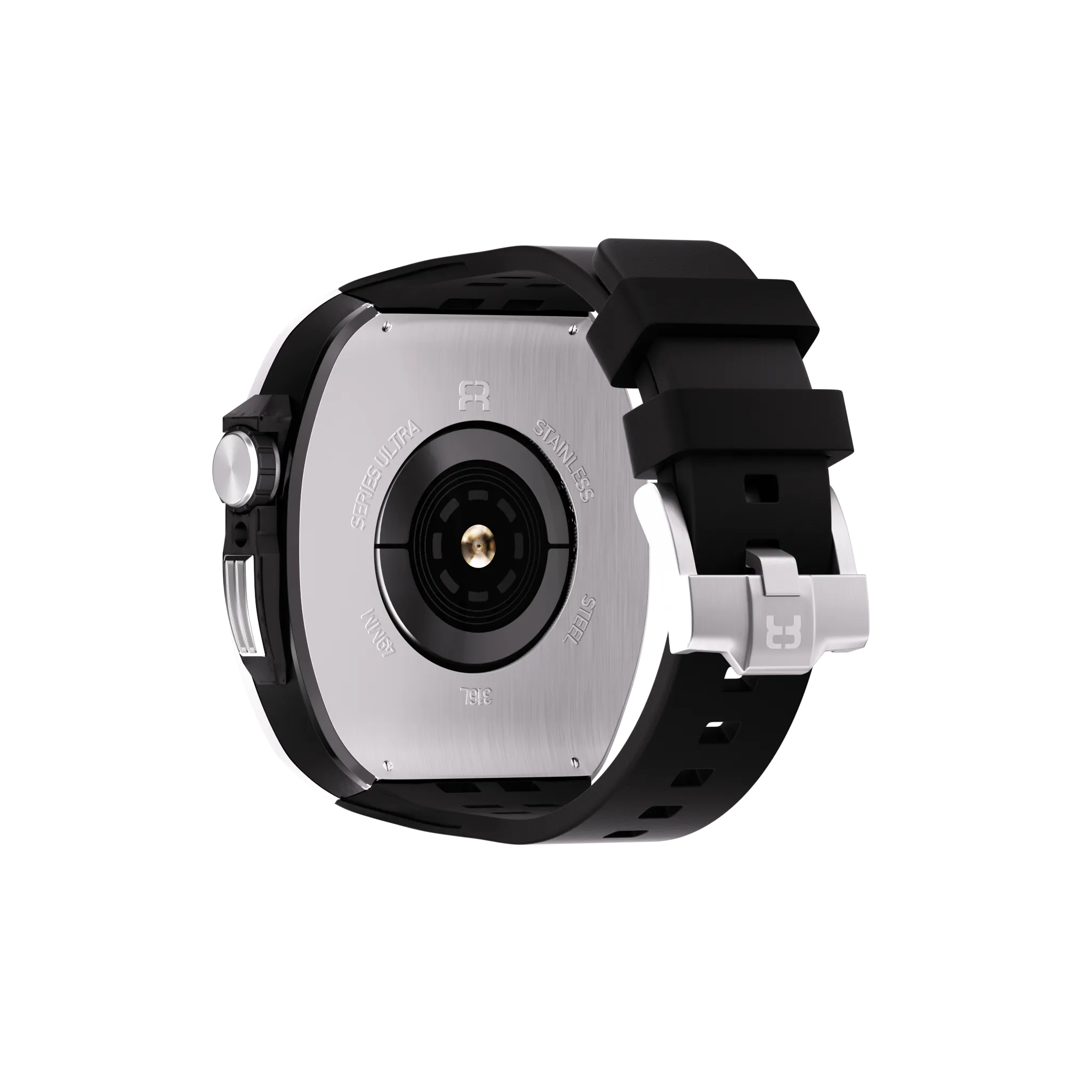 Reqior Apple Watch 45mm Polymer and Metal Case with Rubber Strap (Silver)
