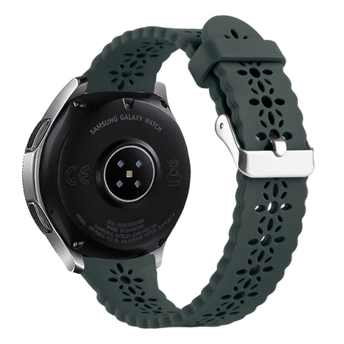 Patterned Silicone Strap, viridian, on a watch, 3/4 rear view