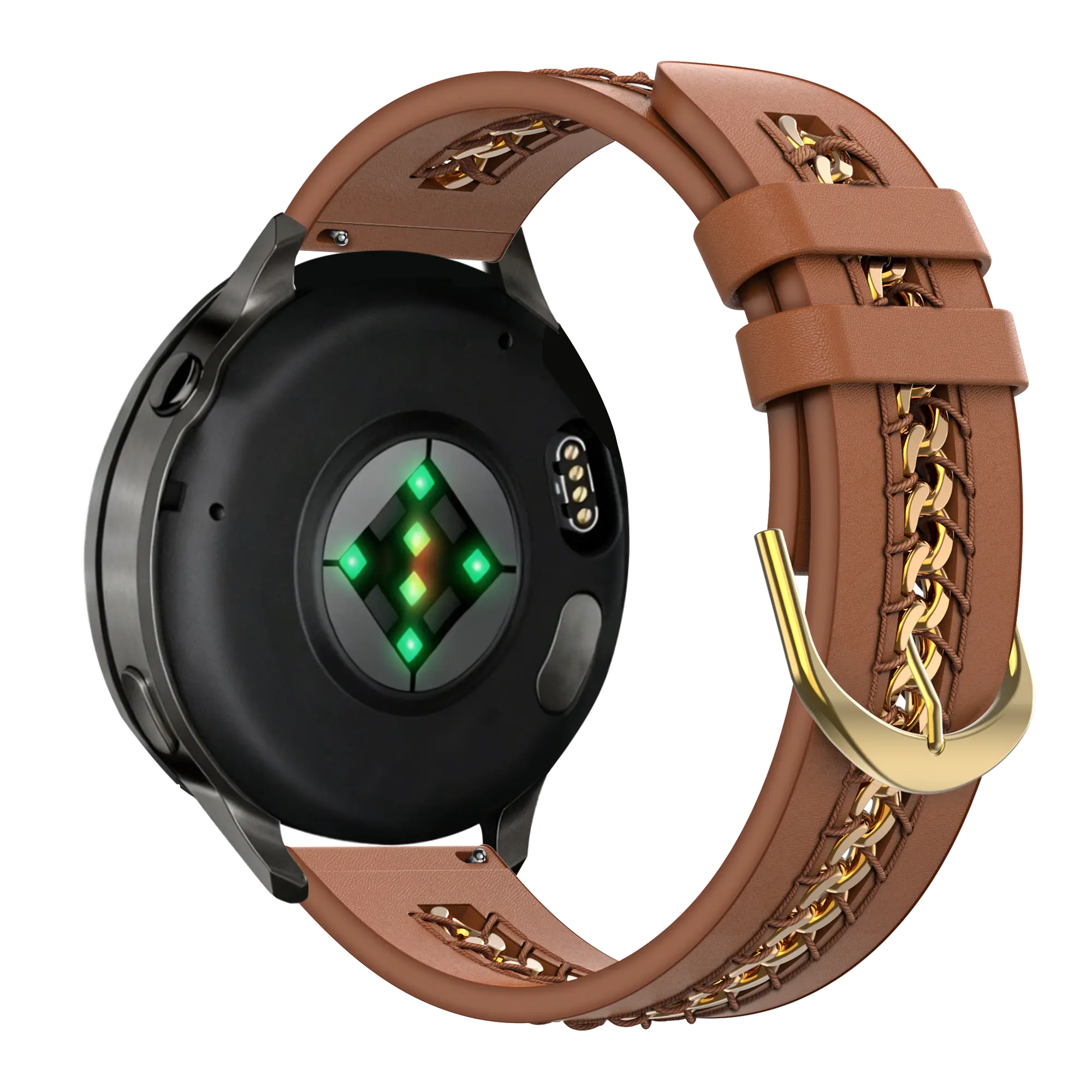 Bandz Garmin Forerunner 70 Leather Strap 'Chains' (Brown)