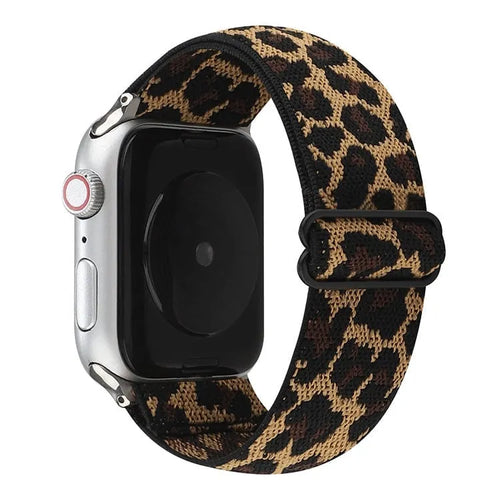 Nylon Elastic Strap, lucky leopard, on a watch, 3/4 rear view