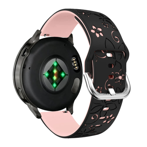 Bandz Garmin Vivoactive 5 Silicone Strap 'Flowers' (Black/Light Pink)