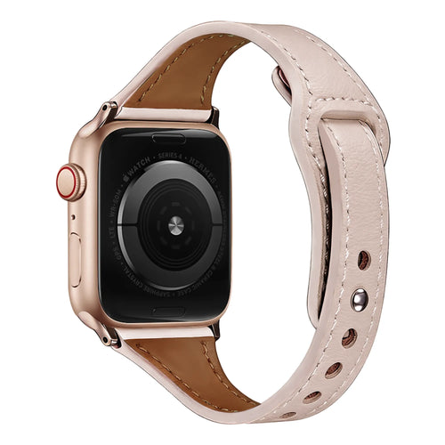 Apple Watch Leather Strap with Snap Closure (Pink)