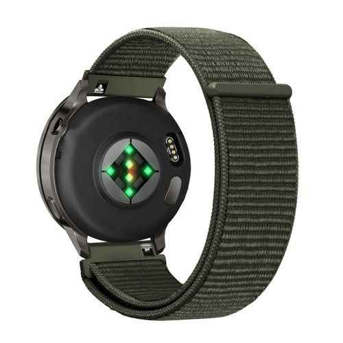 Bandz Garmin Forerunner 265s Nylon Loop Armband (Dunkelgrün)