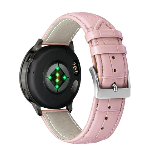 Bandz Garmin Forerunner 165 Leather Strap Crocodile Grain (Pink)