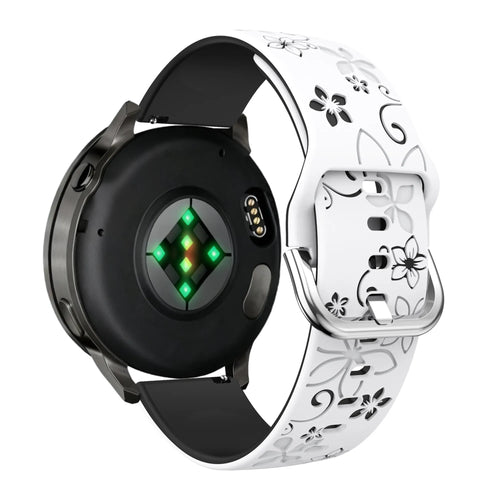 Bandz Garmin Forerunner 265s Silicone Strap 'Flowers' (White/Black)