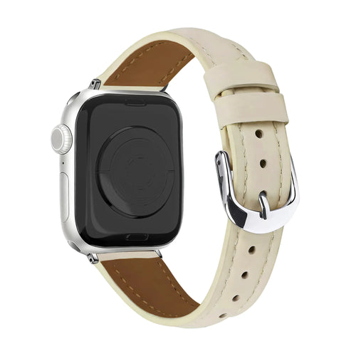 Apple Watch Slimfit Lederarmband (Hellbeige)