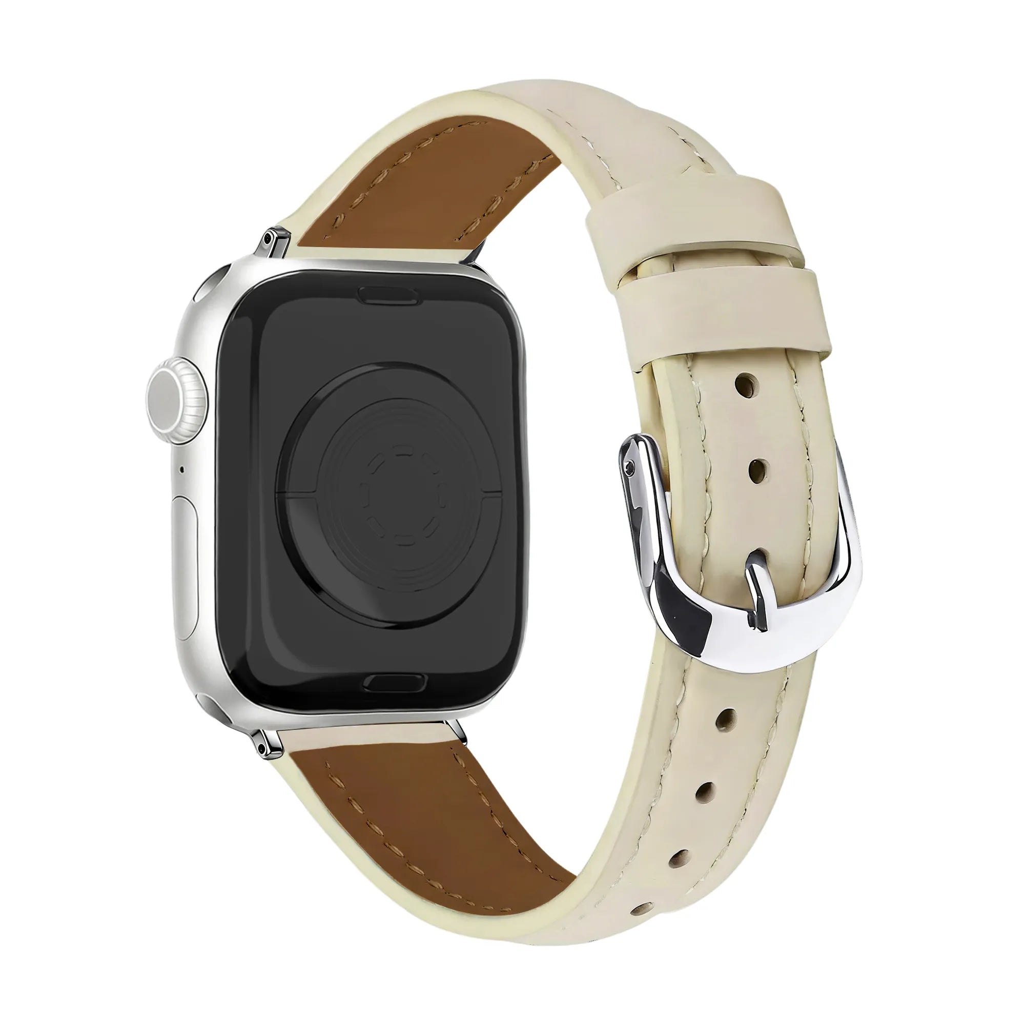 Apple Watch Slimfit Lederarmband (Hellbeige)