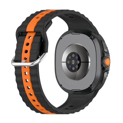 Samsung Galaxy Watch 8 - 44mm Duo Sportarmband (Schwarz/Orange)