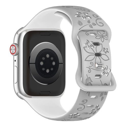 Apple Watch Flower Silicone Strap (Grey/White)