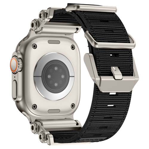 Bandz Apple Watch Ultra Nylon Armband 'Explorer' (Schwarz mit Titan)