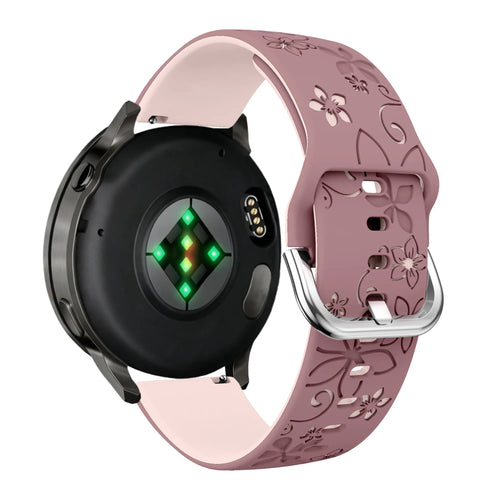 Bandz Garmin Venu 3s Silicone Strap 'Flowers' (Smoke Purple/Light Pink)