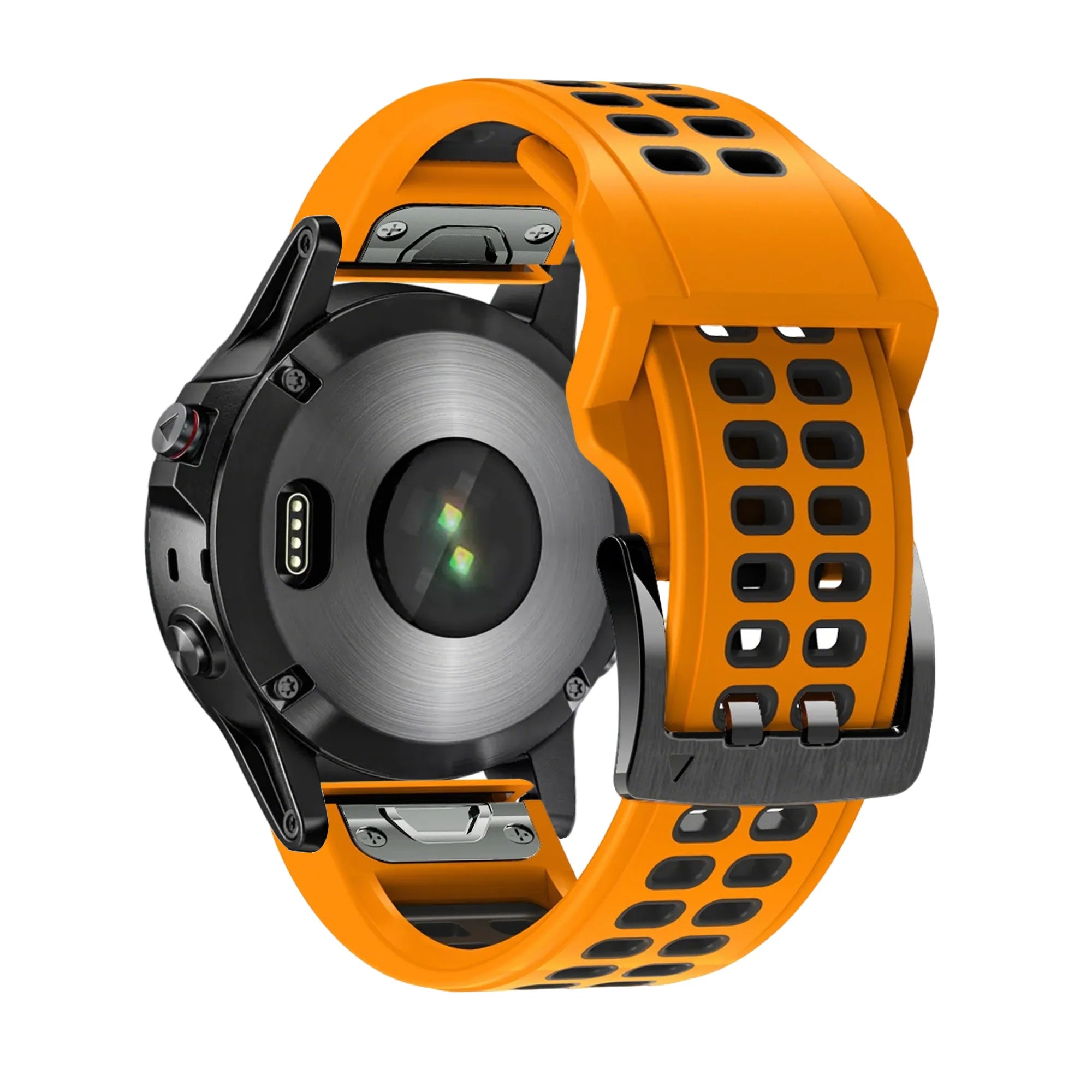 Bandz Garmin Quatix 3 / 6x / 7x Solar Buckled Sport Strap (Orange/Black)