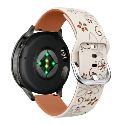 Bandz Garmin Venu 3s Silicone Strap 'Flowers' (Starlight/Brown)