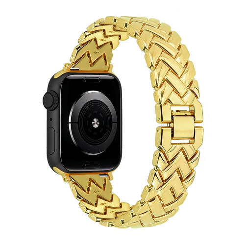 Metal Strap 'V-Type', gold, on a watch, 3/4 rear view