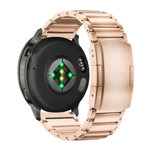 Titanium Link Strap, rose gold, on a watch, 3/4 rear view