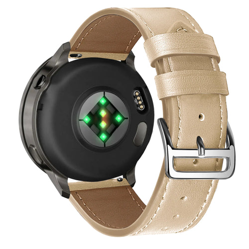 Bandz Garmin Forerunner 265s Leather Strap 'Deluxe' (Milk Tea)