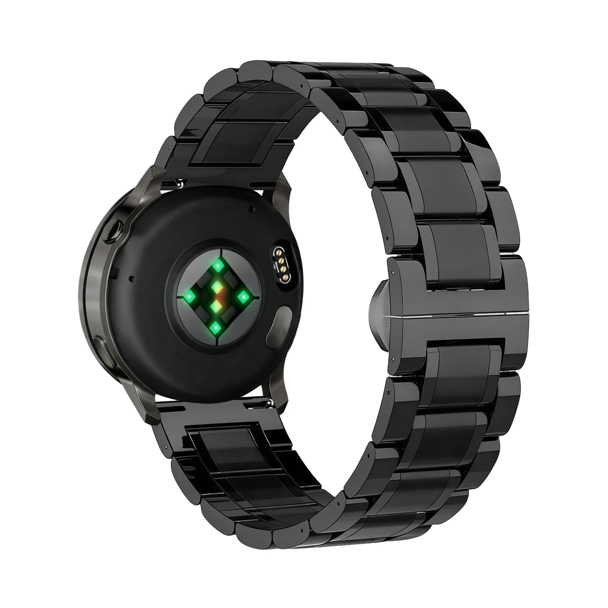 Bandz Garmin Forerunner 265s Stahl Gliederarmband 'Deluxe' (Schwarz)