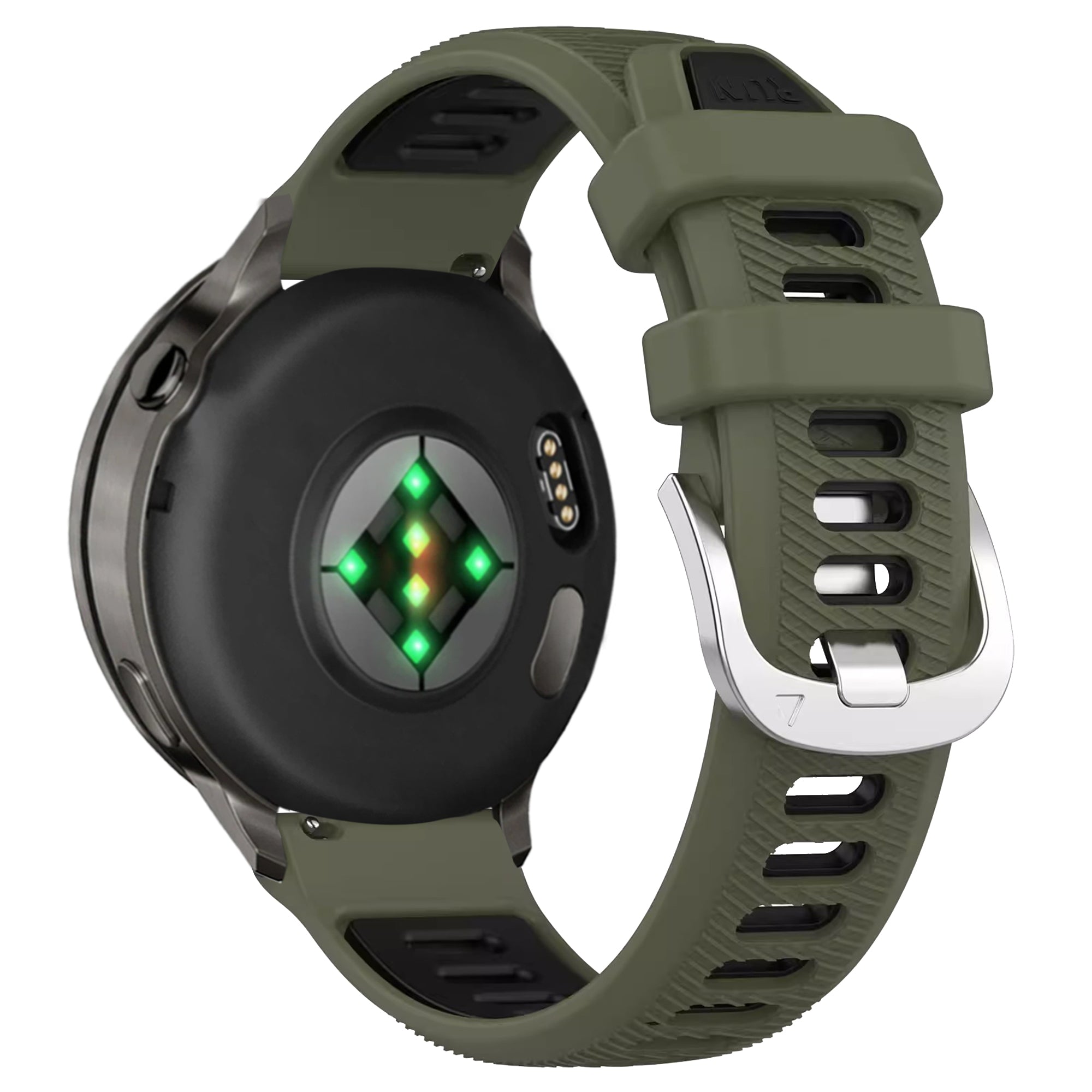 Bandz Garmin Vivoactive 4s Sportarmband mit Schnalle (Olivgrün/Schwarz)