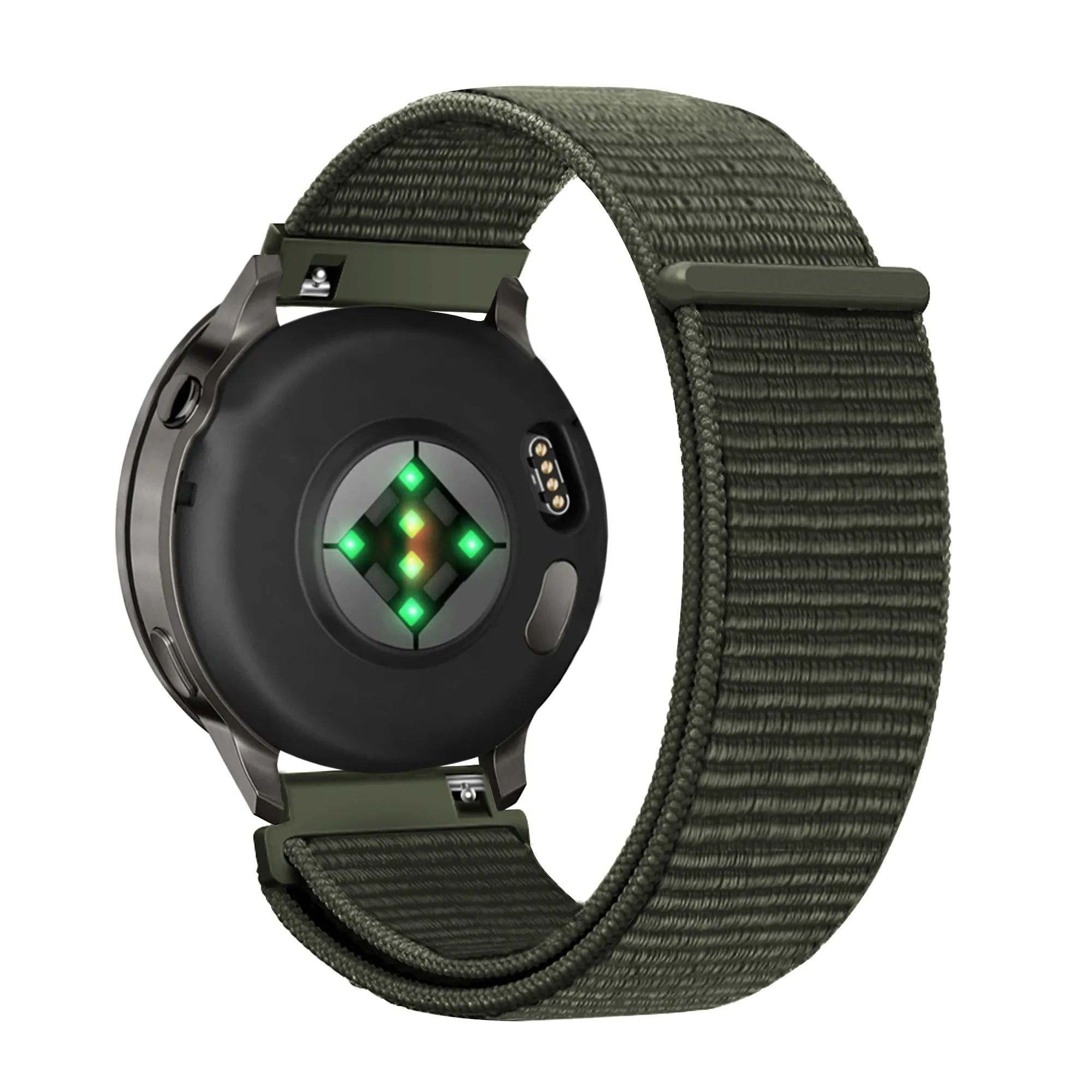 Bandz Garmin 18mm Nylon Loop Armband (Dunkelgrün)