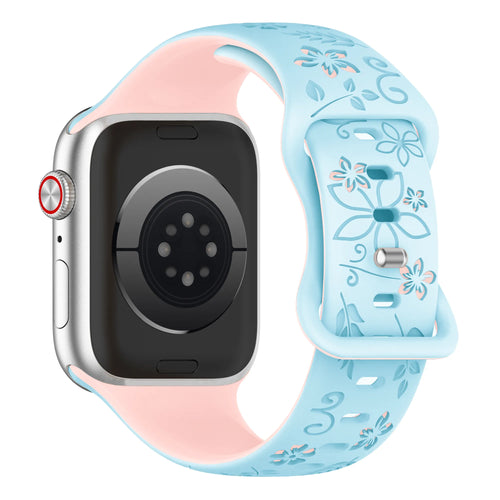 Apple Watch Flower Silikonarmband (Blau/Rosa)