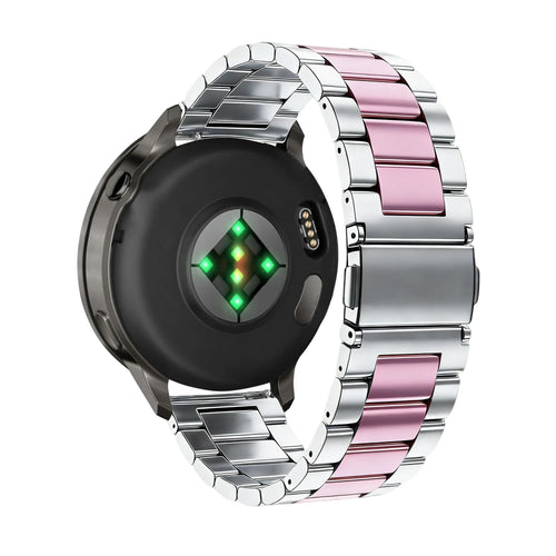 Bandz Garmin Vivoactive 5 Steel Strap 'Classic' (Silver/Pink)