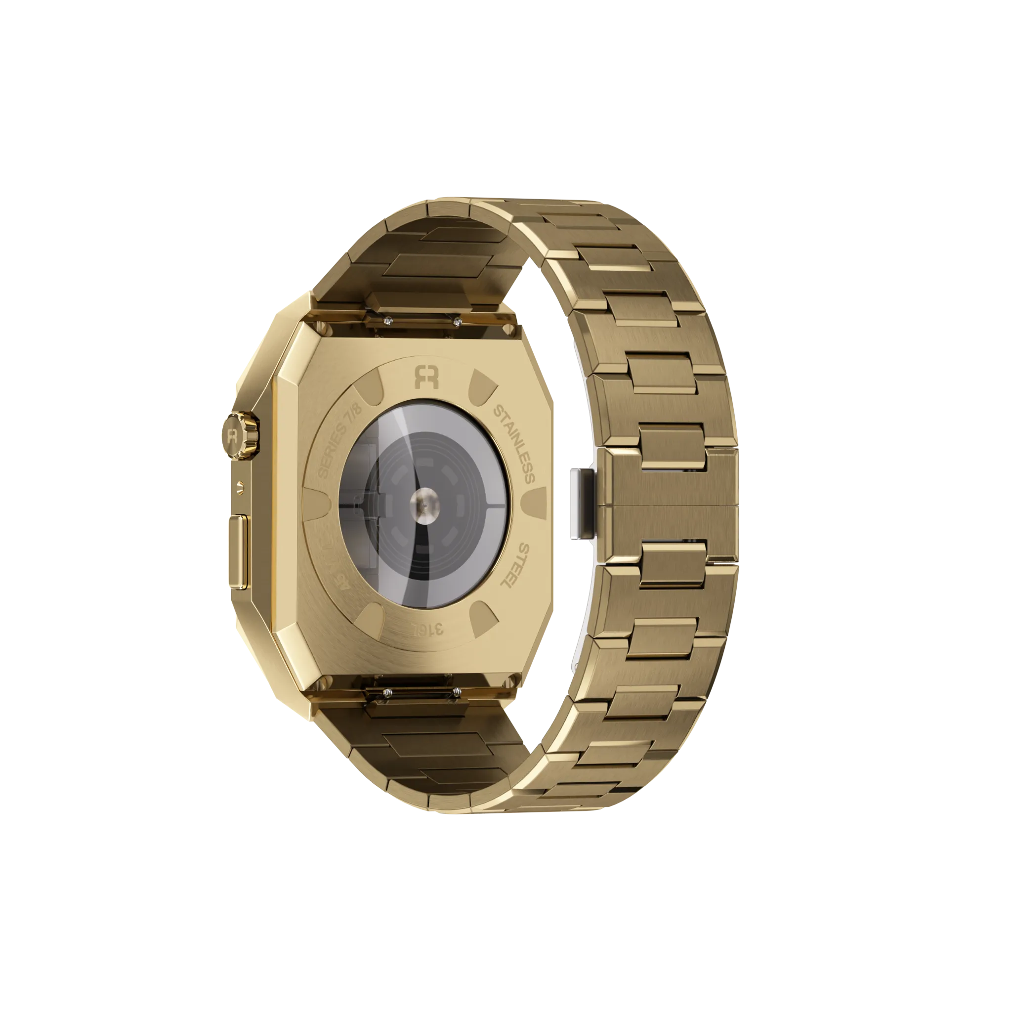 Reqior Apple Watch 45mm Hülle mit integriertem Stahlarmband 'Nautilus' (Gold)