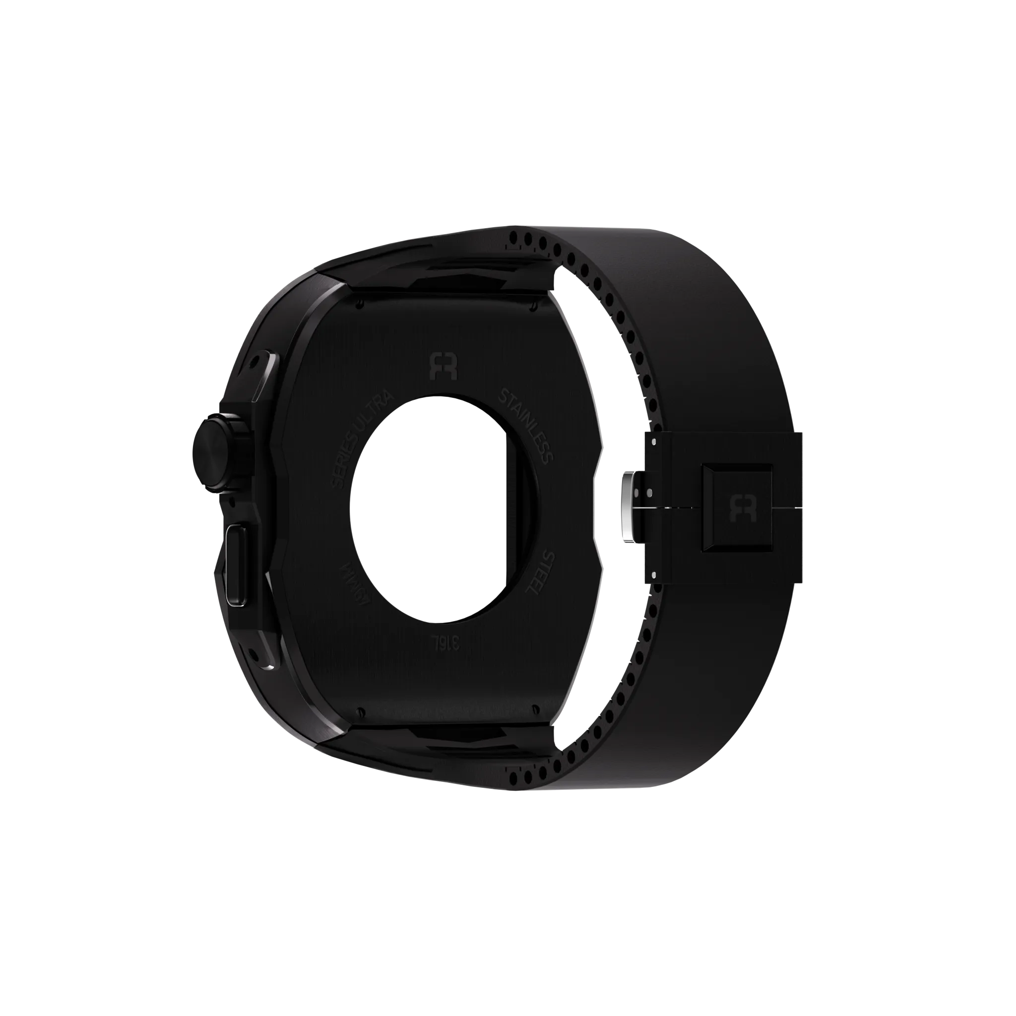 Reqior Apple Watch Ultra Hülle mit integriertem Gummi-Armband (Schwarz)