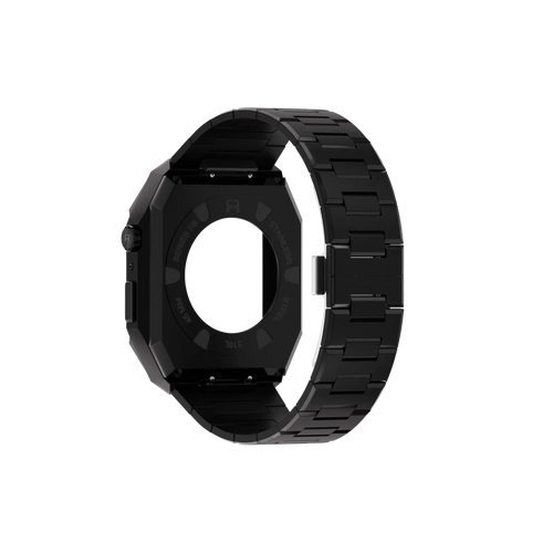 Reqior Apple Watch 45mm Hülle mit integriertem Stahlarmband 'Nautilus' (Schwarz)