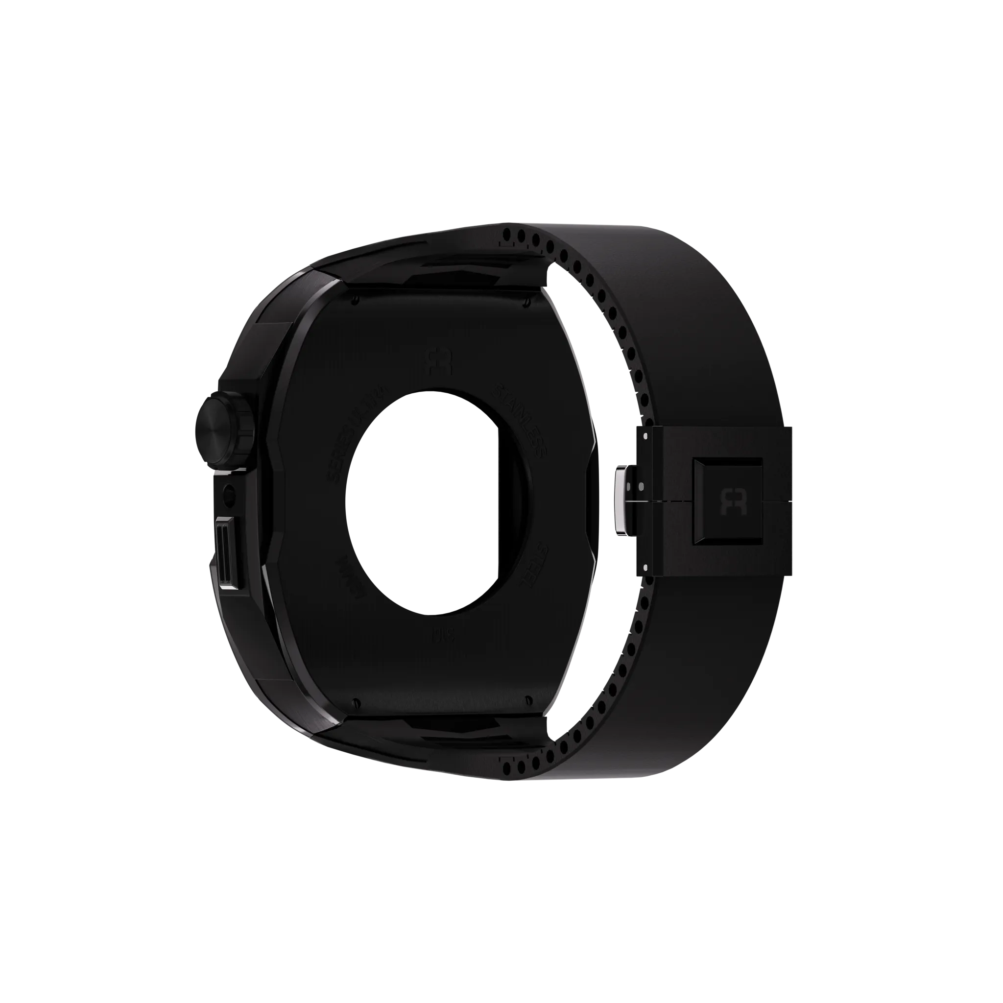 Reqior Apple Watch 45mm Hülle mit integriertem Gummi-Armband (Schwarz)